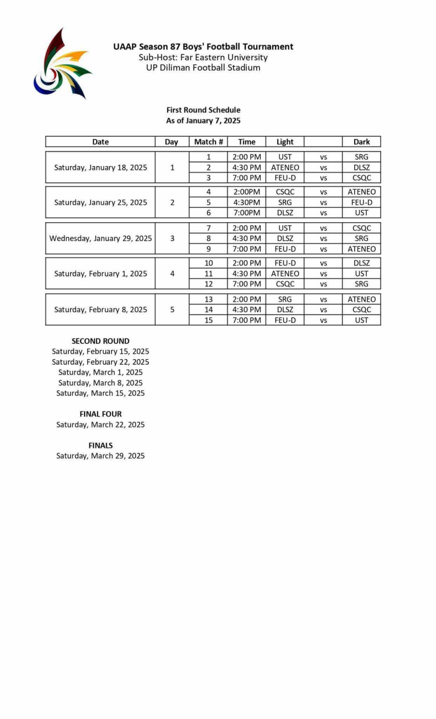S87 Boys' Football Schedule
